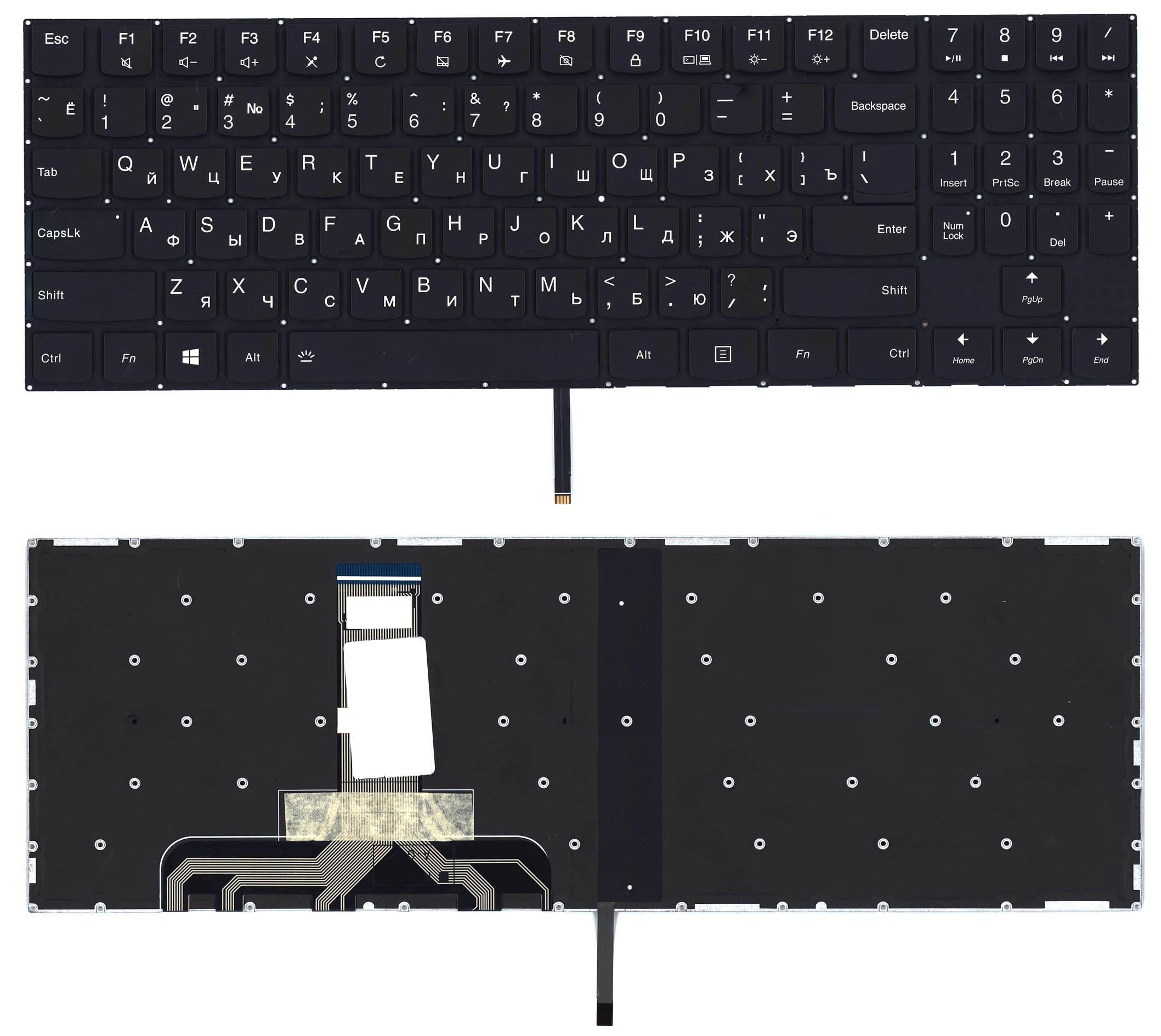 Клавиатура для Lenovo Legion Y520 Y520-15IKB черная без рамки, белая подсветка